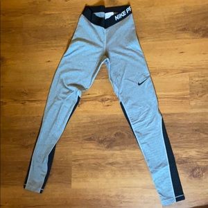 Grey and black nike leggings